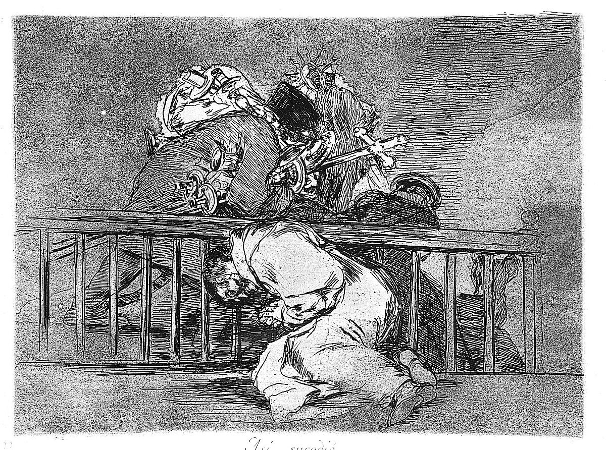 Plate 47 from "The Disasters of War" (Los Desastres de la Guerra): 'This is how it happened' (Así sucedió), Goya (Francisco de Goya y Lucientes) (Spanish, Fuendetodos 1746–1828 Bordeaux), Etching,burnished lavis, drypoint, burin, burnisher