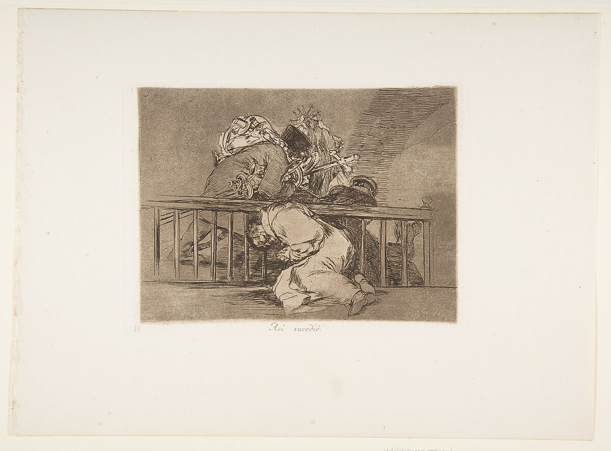 Plate 47 from "The Disasters of War" (Los Desastres de la Guerra): 'This is how it happened' (Así sucedió), Goya (Francisco de Goya y Lucientes) (Spanish, Fuendetodos 1746–1828 Bordeaux), Etching,burnished lavis, drypoint, burin, burnisher 