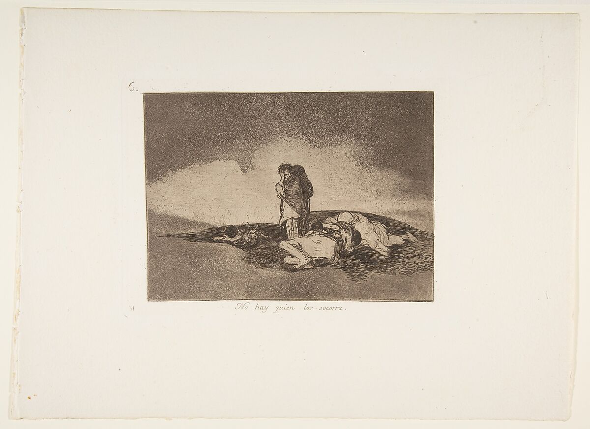 Plate 60 from "The Disasters of War" (Los Desastres de la Guerra): 'There is no one to help them' (No hay quien los socorra), Goya (Francisco de Goya y Lucientes) (Spanish, Fuendetodos 1746–1828 Bordeaux), Etching, burnished aquatint, burin, burnisher 