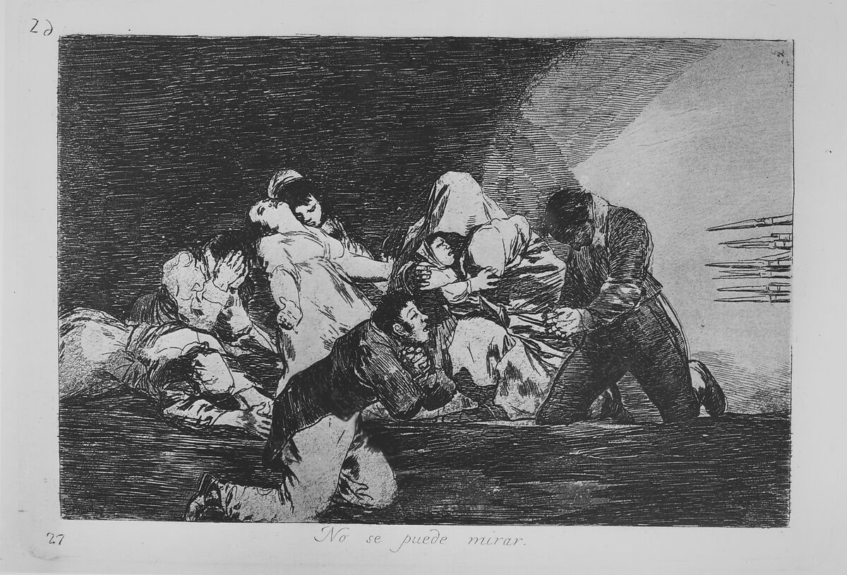 Plate 26  from "The Disasters of War" (Los Desastres de la Guerra): 'One can't look' (No se puede mirar), Goya (Francisco de Goya y Lucientes) (Spanish, Fuendetodos 1746–1828 Bordeaux), Etching, burnished lavis, drypoint, burin