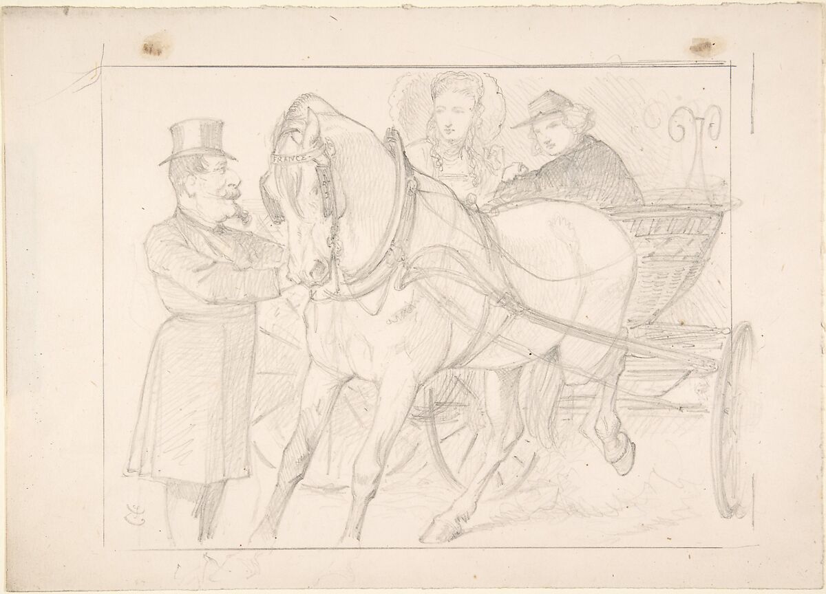 Easing the Curb, Sir John Tenniel (British, London 1820–1914 London), Graphite 