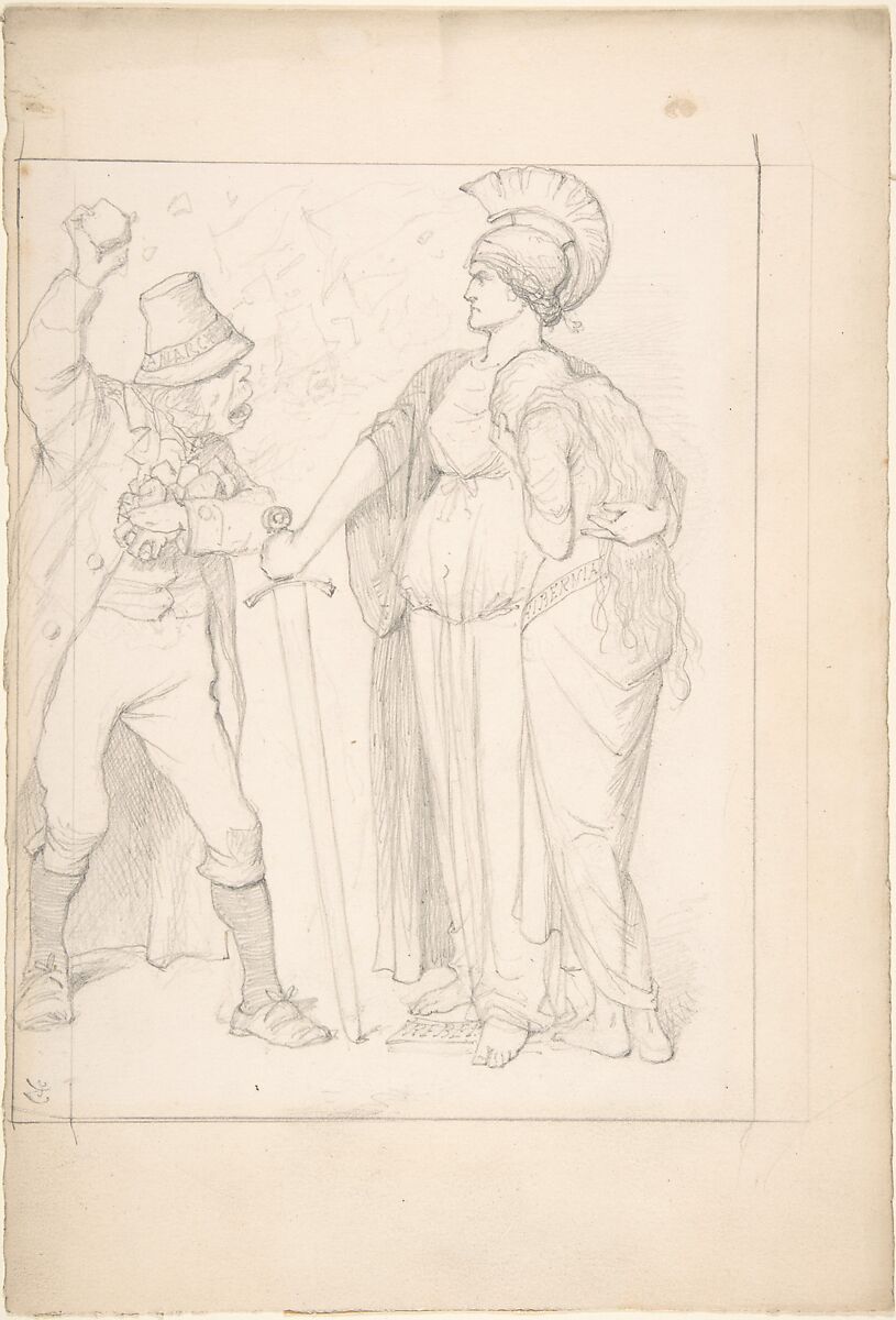 Two Forces, Sir John Tenniel (British, London 1820–1914 London), Graphite 