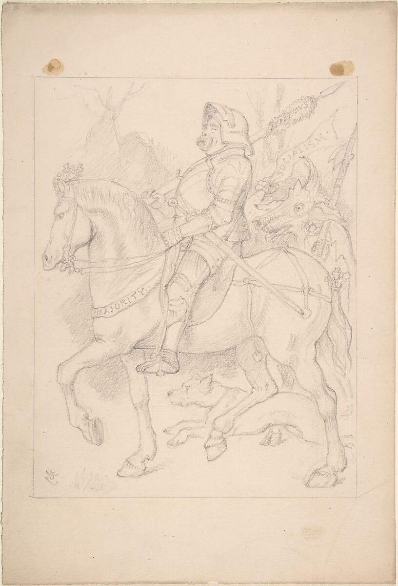 The Knight and His Companion, Sir John Tenniel (British, London 1820–1914 London), Graphite 