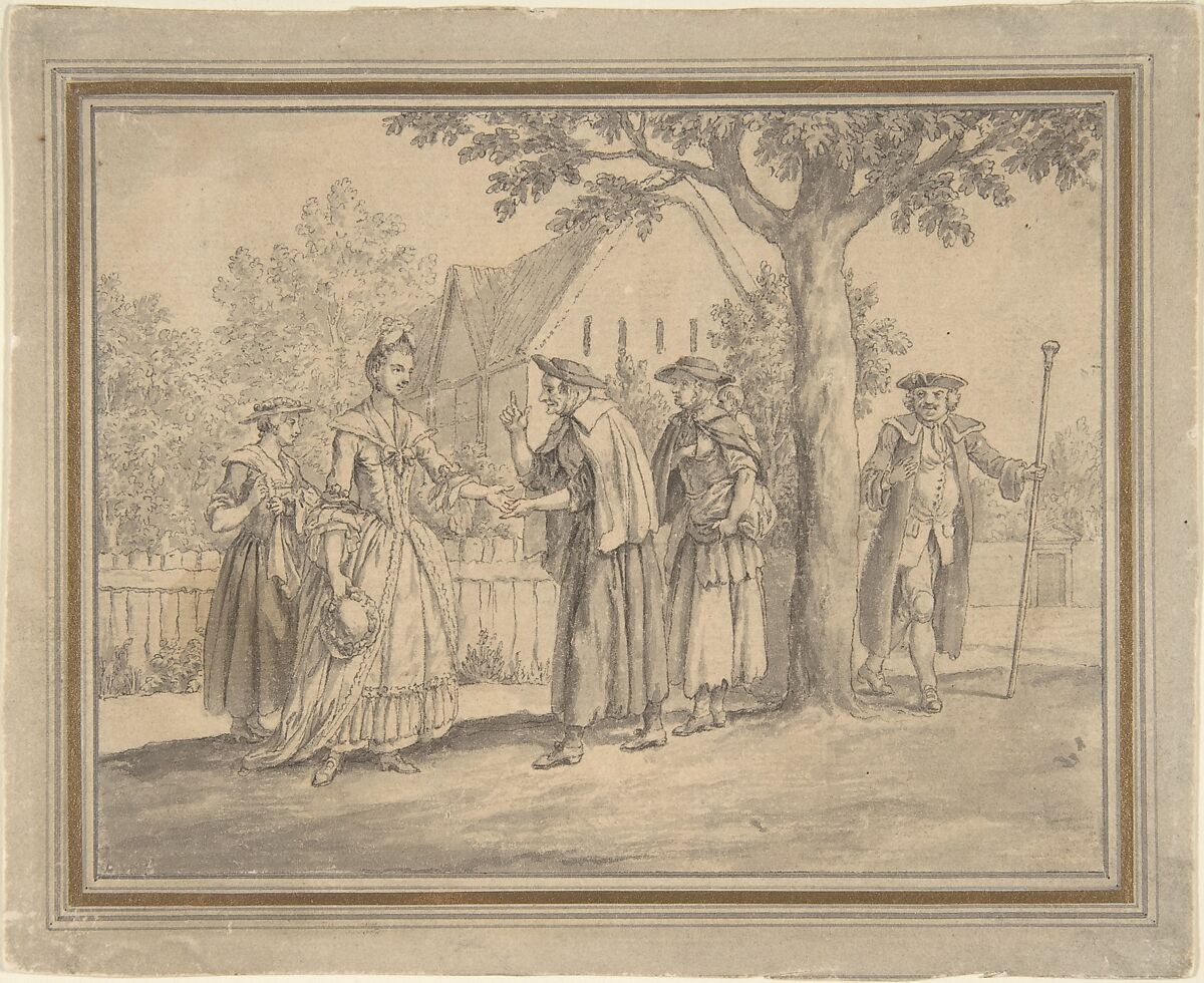 Drawing for a book illustration, Samuel Wale (British, Great Yarmouth, Norfolk 1721–1786 London), Pen and ink, brush and gray wash 