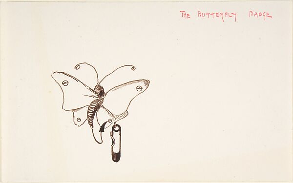 The Butterfly Badge, Pickford Robert Waller (British, London 1849–1930 Bournemouth), Pen and brown ink and watercolor 