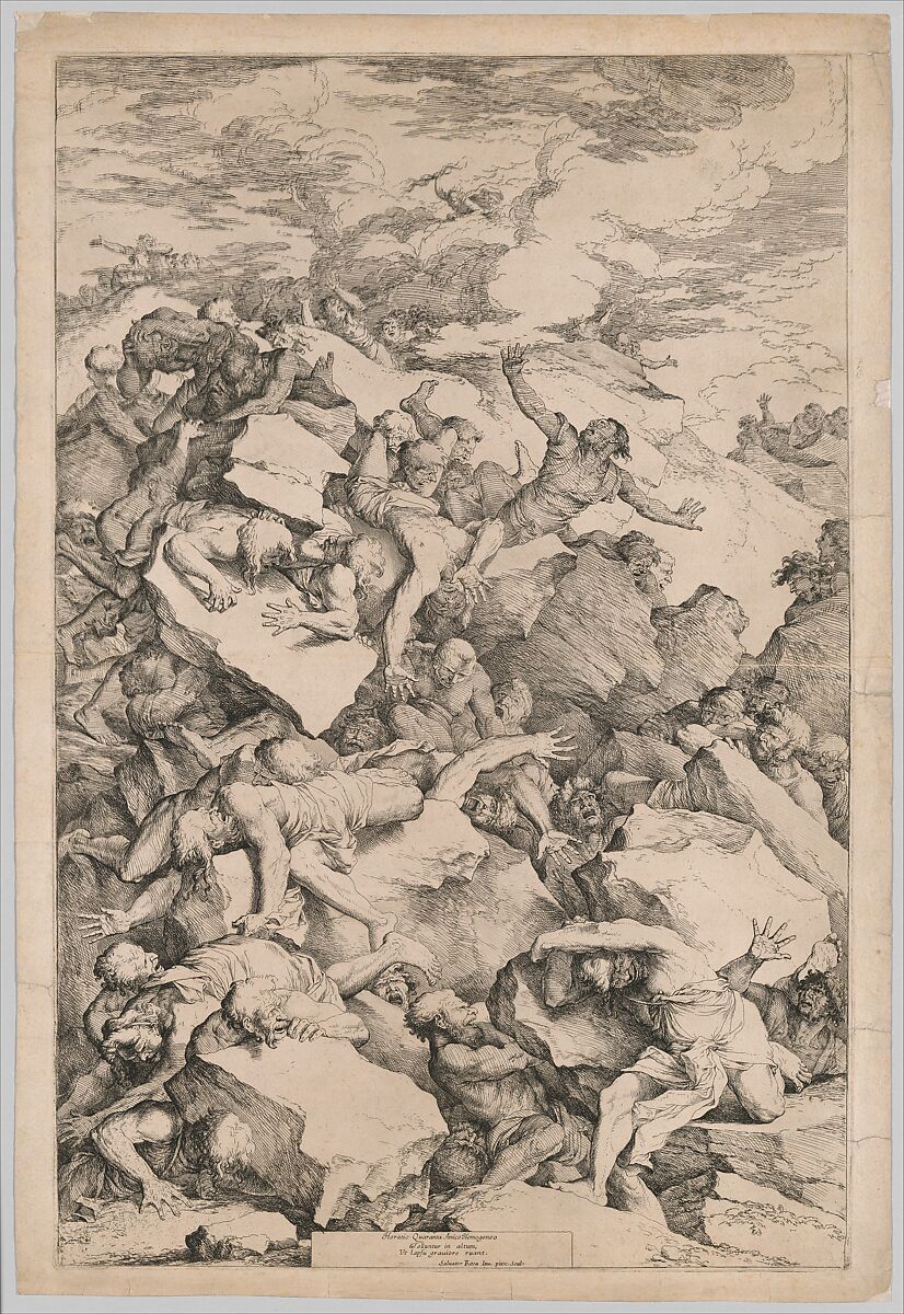 The Fall of the Giants, Salvator Rosa (Italian, Arenella (Naples) 1615–1673 Rome), Etching with drypoint 