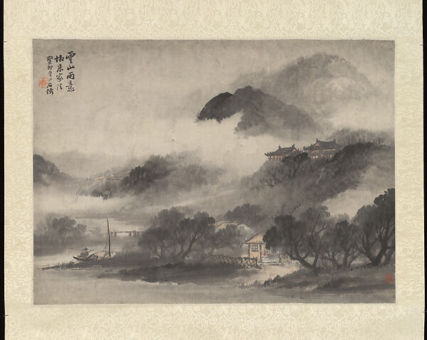 Rain and Clouds in Mountains, Wu Shixian (Chinese, died 1916), Hanging scroll; ink and color on paper, China 