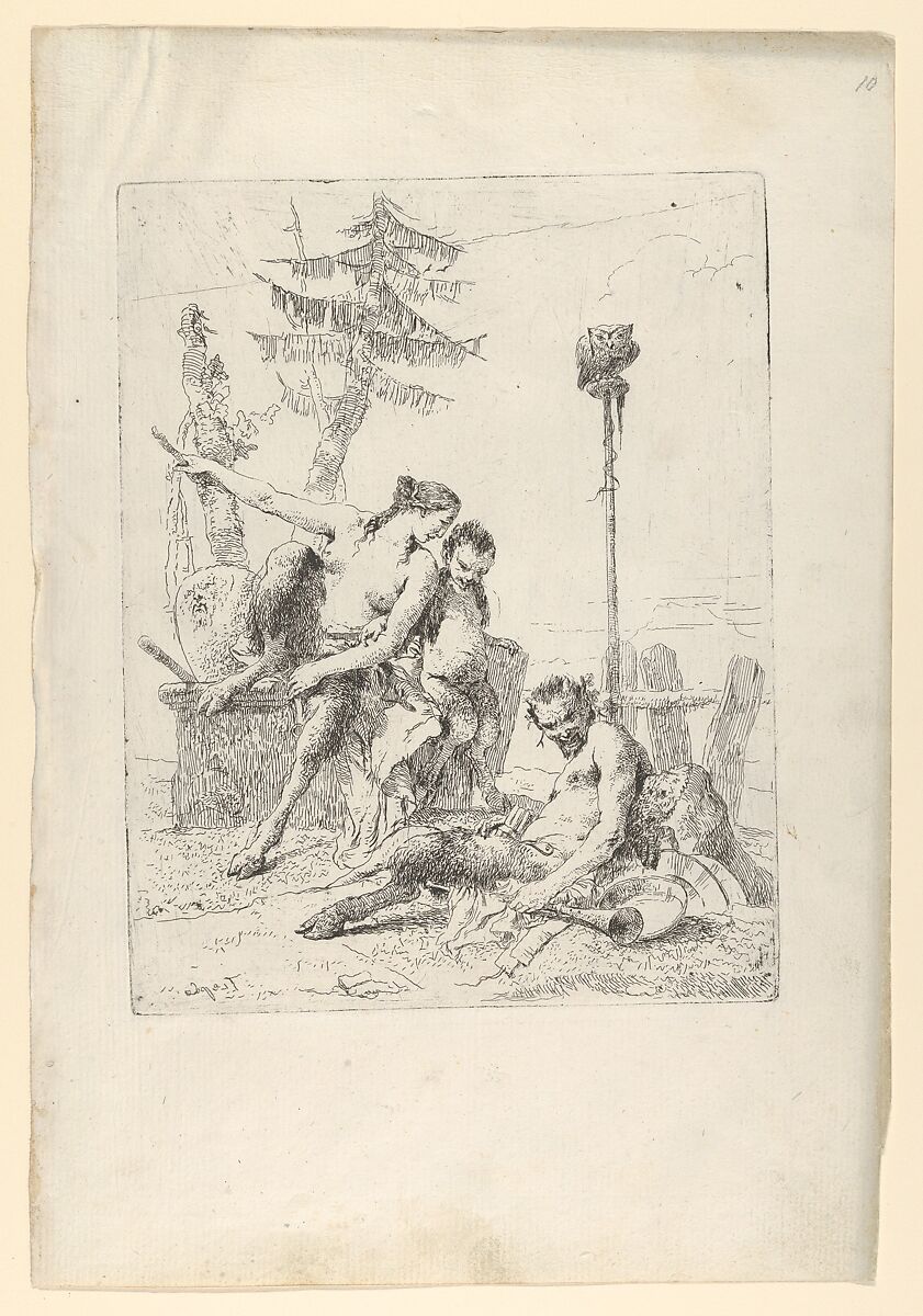 Satyr Family (Pan and his Family), from the Scherzi, Giovanni Battista Tiepolo (Italian, Venice 1696–1770 Madrid), Etching 