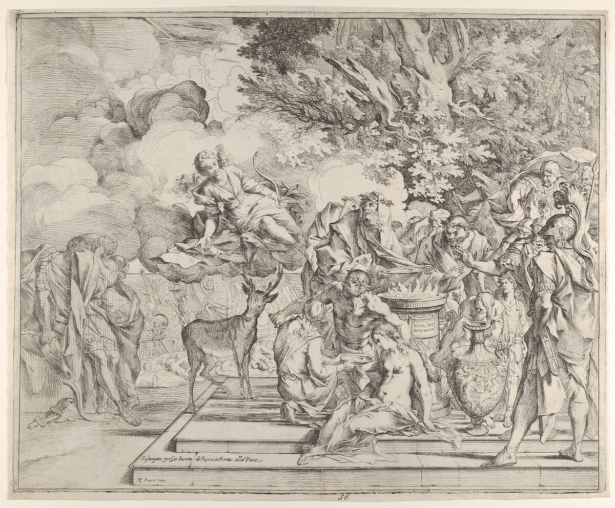 The Sacrifice of Iphigenia, Pietro Testa (Italian, Lucca 1612–1650 Rome), Etching with drypoint 