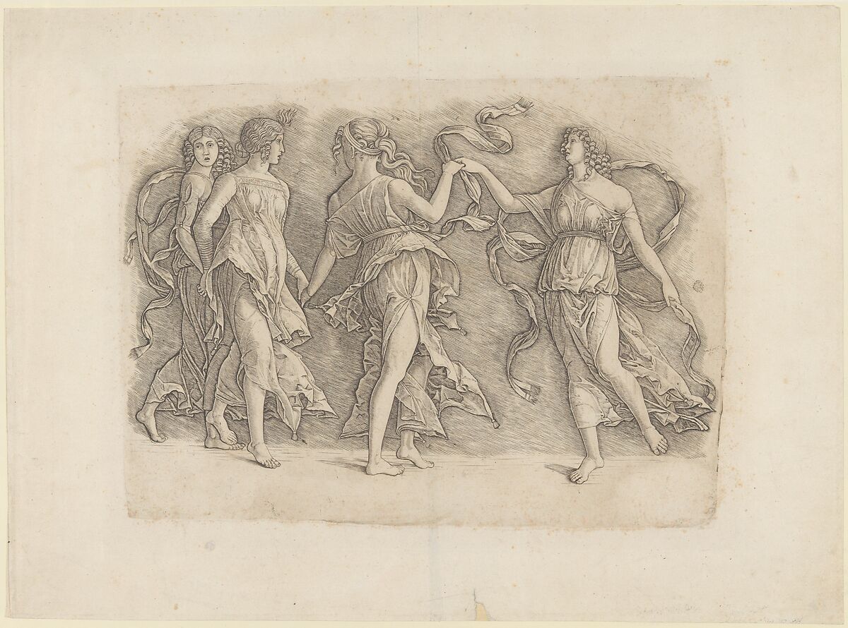 Four Dancing Muses, Gian Marco Cavalli (Italian, ca. 1454–after 1508, activity documented 1475–1508), Engraving