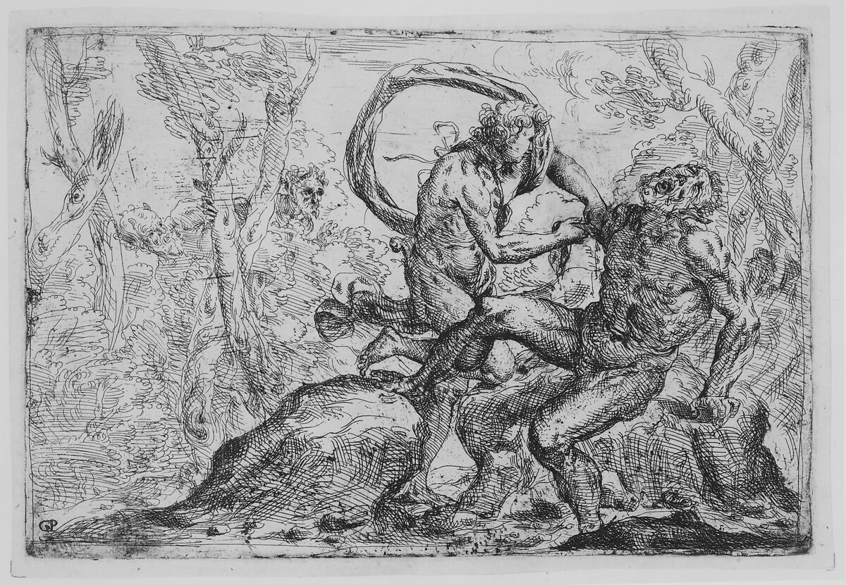 The Flaying of Marsyas, Giovanni Pietro Possenti (Italian, Bologna 1618–1659 Padua), Etching 
