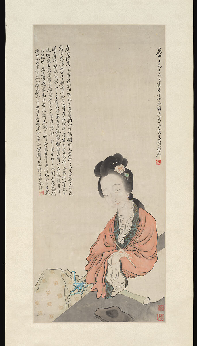 An Immortal Lady, Huang Shanshou (Chinese, 1855–1919), Hanging scroll; ink and color on paper, China 