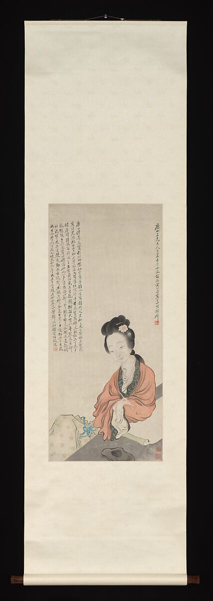 An Immortal Lady, Huang Shanshou (Chinese, 1855–1919), Hanging scroll; ink and color on paper, China