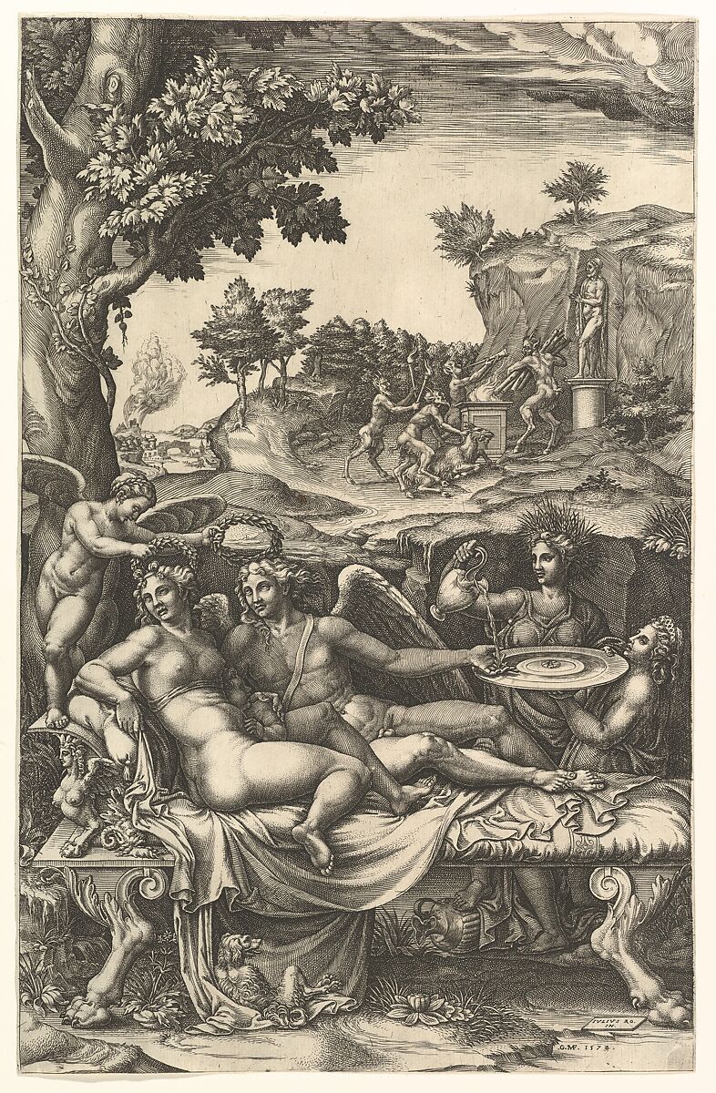 Cupid and Psyche, Giorgio Ghisi (Italian, Mantua ca. 1520–1582 Mantua), Engraving; first state 