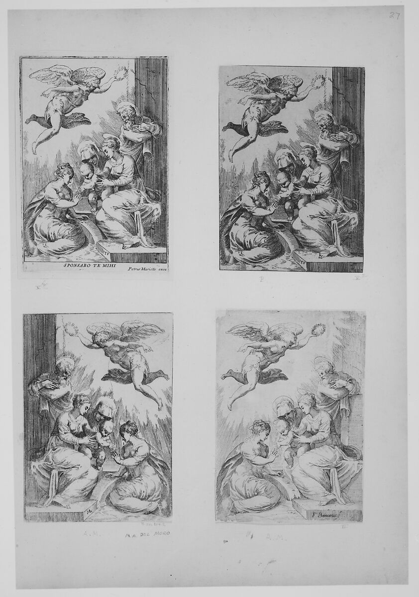 Mariette Album, Assembled by Pierre Jean Mariette (French, Paris 1694–1774 Paris), Album with eighteenth century binding, containing etchings and engravings, some on colored paper, some on hand-colored paper with white highlighting.