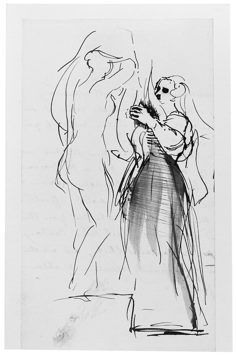 Studies for "The Bride at Her Toilet on the Day of Her Wedding", Sir David Wilkie (British, Cults, Scotland 1785–1841 off Gibraltar), Pen and brown ink, brush and brown wash