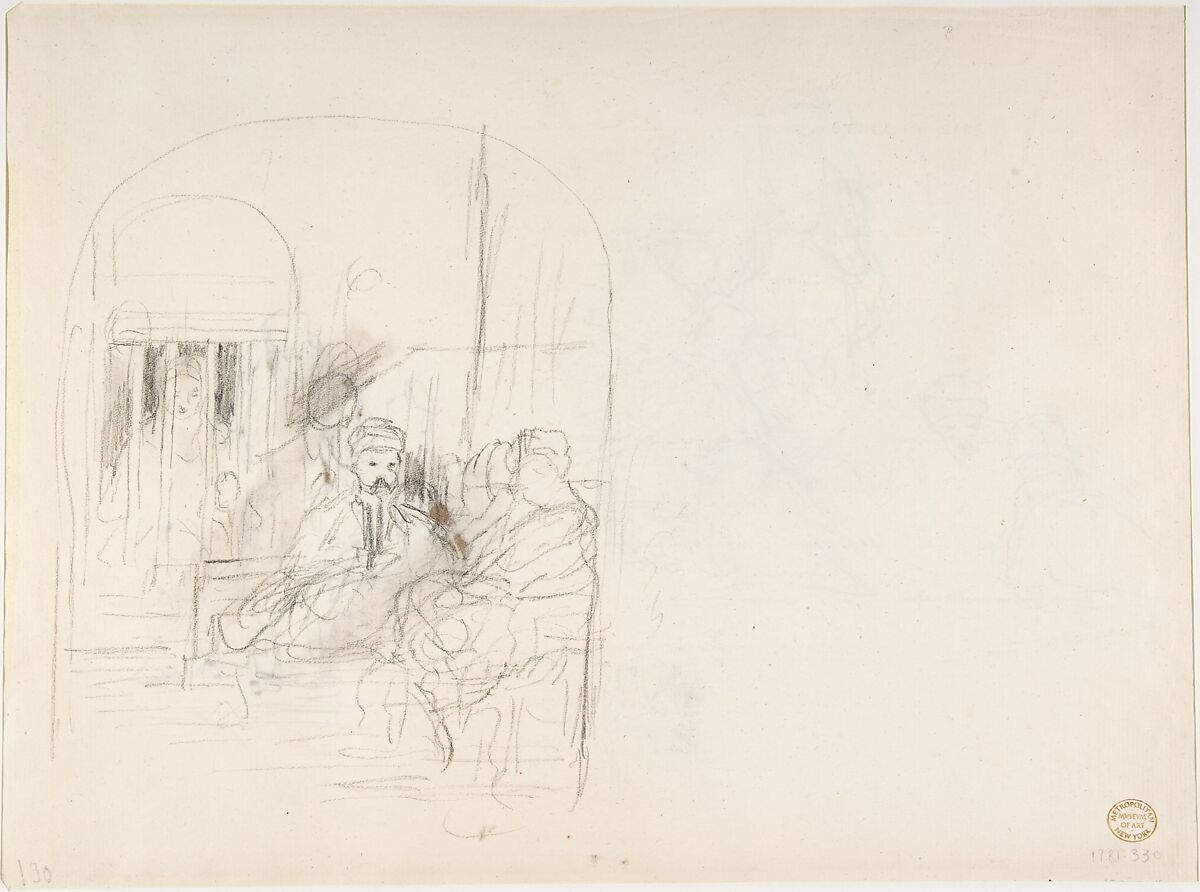 Studies of two groups of Turkish figures, Sir David Wilkie (British, Cults, Scotland 1785–1841 off Gibraltar), Black chalk, pen, brown ink