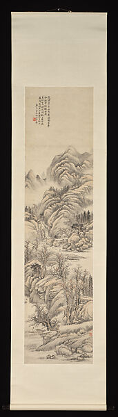 Landscape, Lu Hui (Chinese, 1851–1920), Hanging scroll; ink and color on paper, China