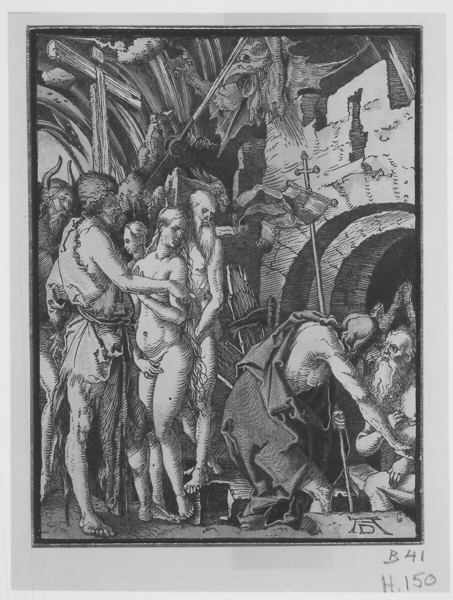 Christ in Limbo, from "The Small Woodcut Passion", Albrecht Dürer (German, Nuremberg 1471–1528 Nuremberg), Hand-colored woodcut