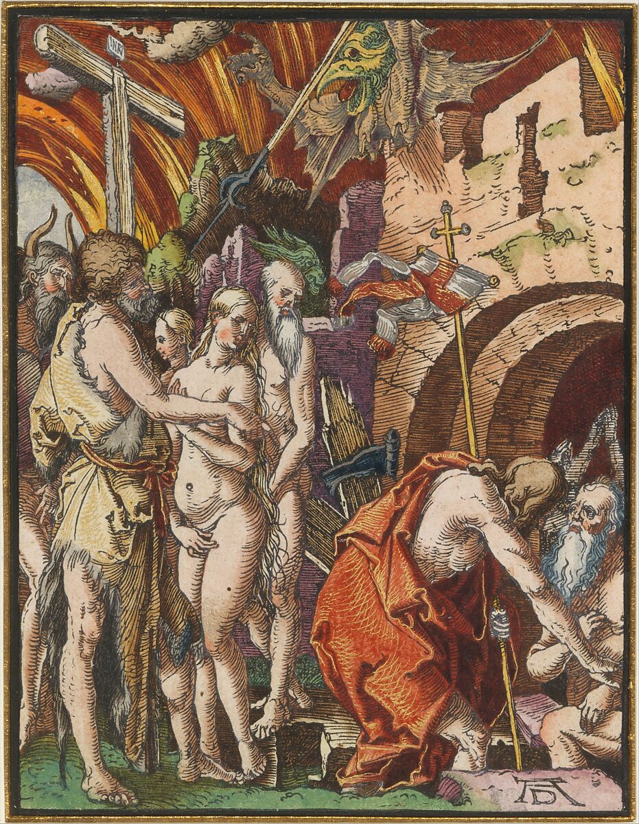 Christ in Limbo, from "The Small Woodcut Passion", Albrecht Dürer (German, Nuremberg 1471–1528 Nuremberg), Hand-colored woodcut
