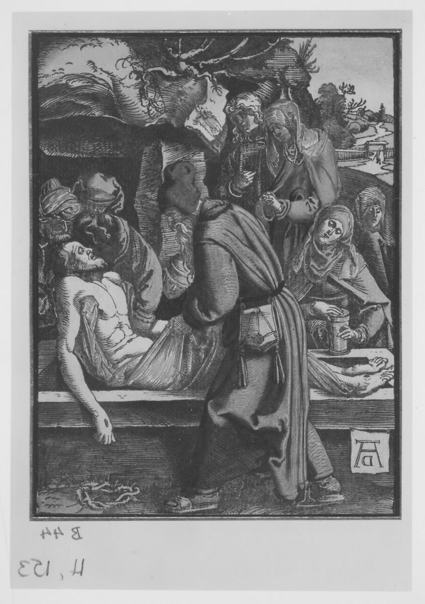 Deposition, from "The Small Woodcut Passion", Albrecht Dürer (German, Nuremberg 1471–1528 Nuremberg), Hand-colored woodcut