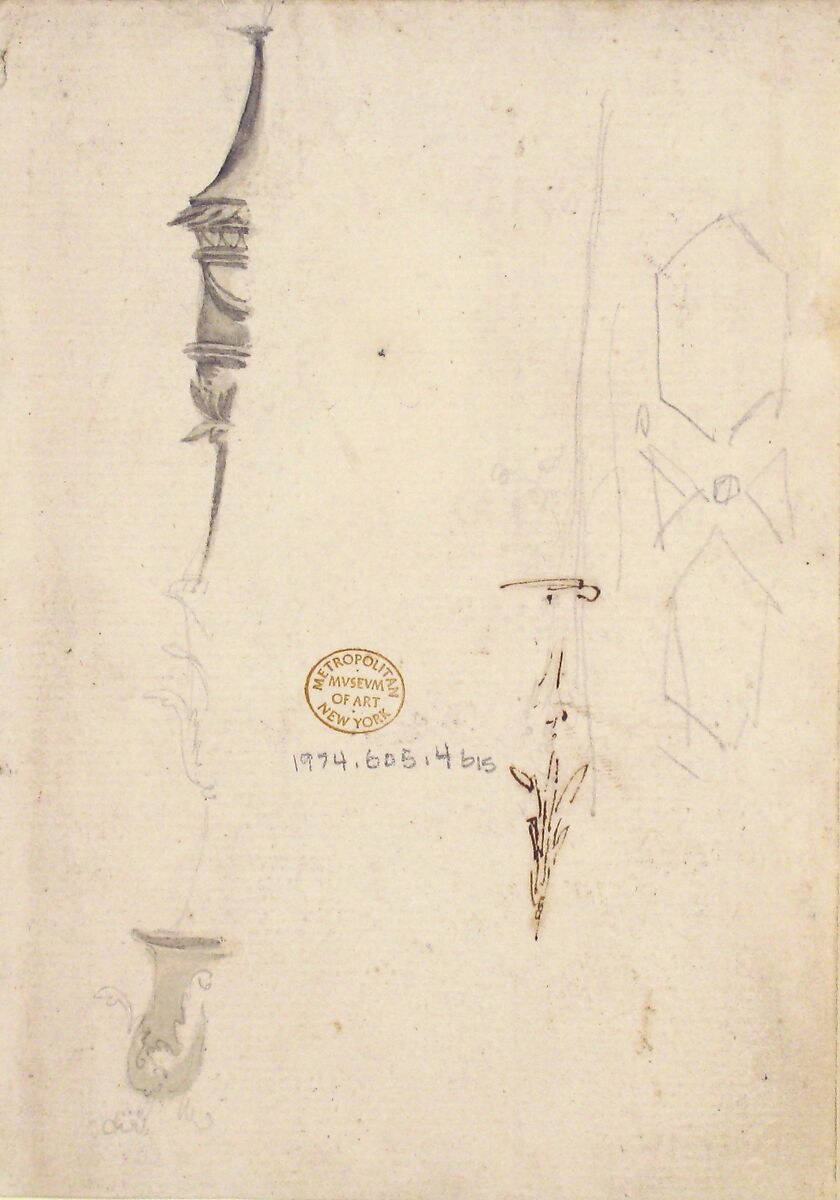 Fragmentary Sketches of Various Ornament, Attributed to Giovanni Battista Natali III (Italian, Pontremoli, Tuscany 1698–1765 Naples), Graphite, pen and brown ink, brush with brown and gray wash