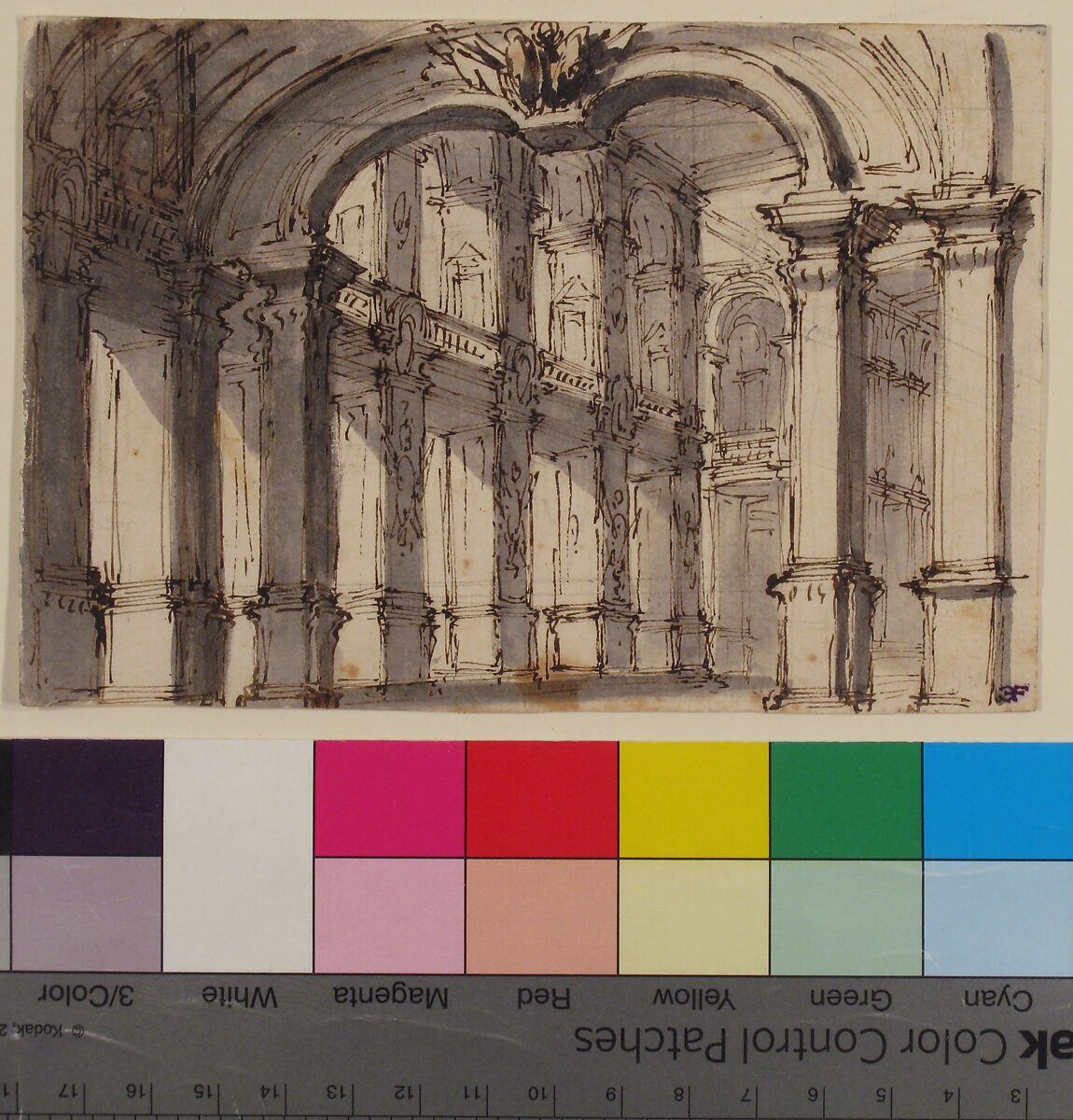 Design for Stage Set, Giovanni Battista Natali III (Italian, Pontremoli, Tuscany 1698–1765 Naples), Pen and brown ink, brush and gray wash