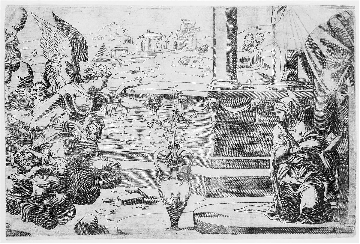 The Annunciation, Jean Cousin the Elder (French, Souci (?) ca. 1490–ca. 1560 Paris (?)), Engraving 