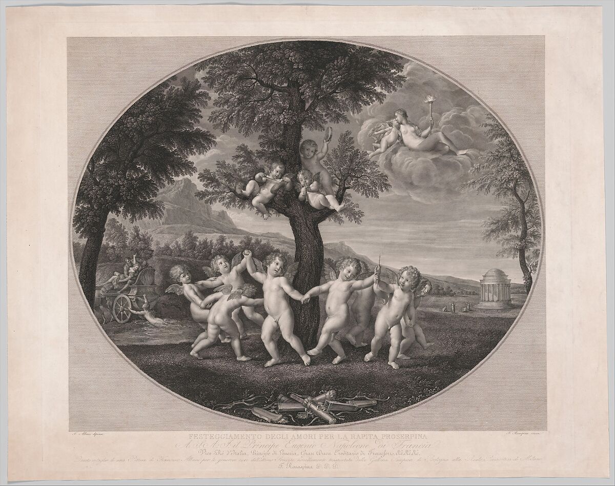 Amorini Celebrate the Rape of Proserpina, Francesco Rosaspina (Italian, Montescudo 1762–1841 Bologna), Engraving and etching 