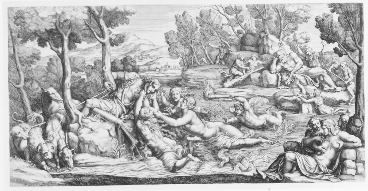 Hylas and the Water Nymphs, Pietro Santi Bartoli (Italian, Perugia 1615–1700 Rome), Engraving 
