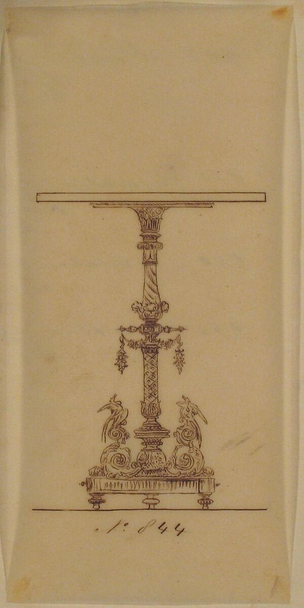 Design for a Table, Anonymous, French, 19th century, Pen and brown ink 