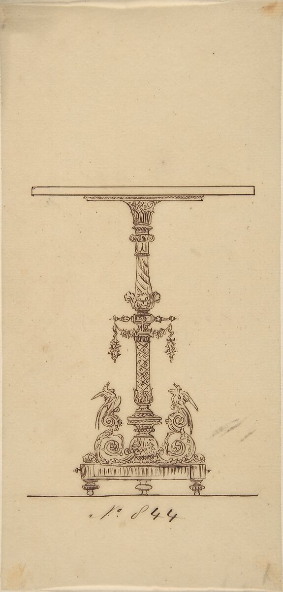 Design for a Table, Anonymous, French, 19th century, Pen and brown ink