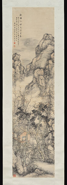 Ouyang Xiu Reading at Midnight, Jin Cheng (Chinese, 1878–1926), Hanging scroll; ink and color on paper, China 