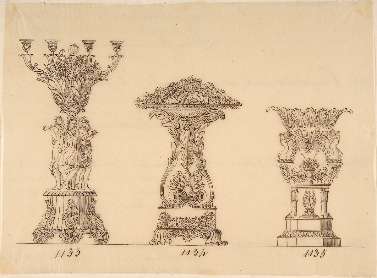 Designs for Planters, Anonymous, French, 19th century, Pen and brown ink 