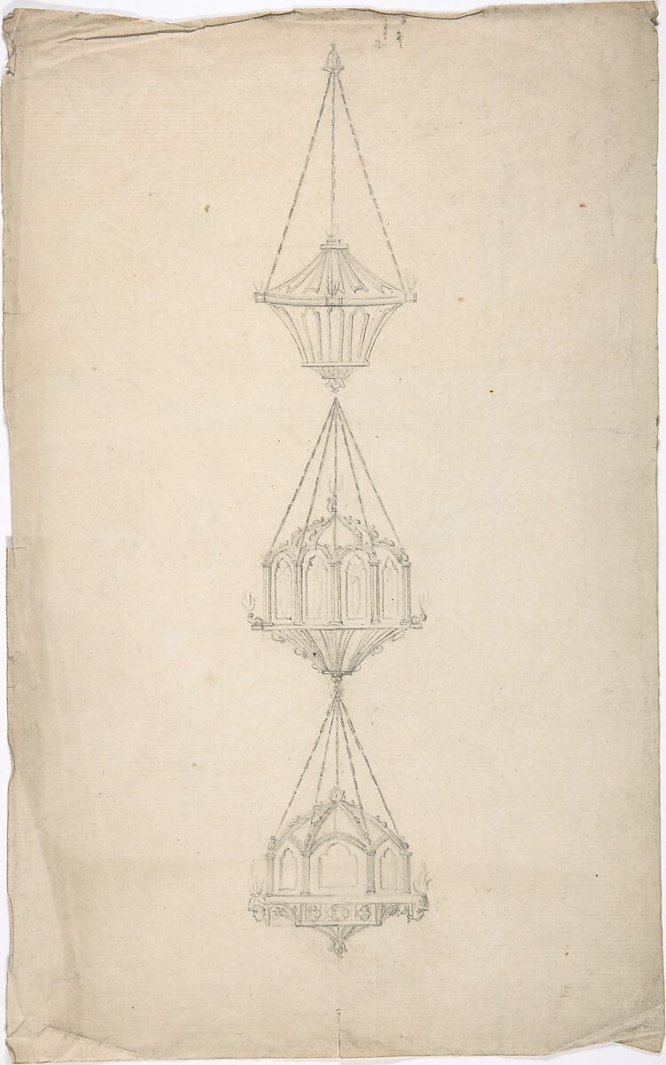 Designs for Hanging Lanterns, Anonymous, French, 19th century, Graphite