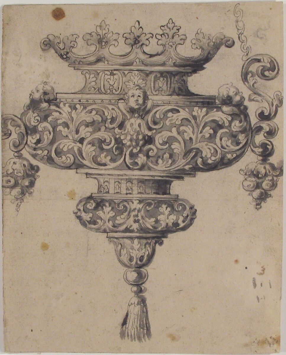 Design for a Sconce, Anonymous, French, 19th century, Brush and black wash, gray wash 