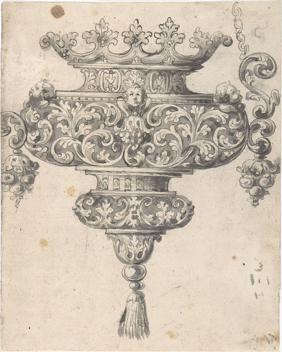 Design for a Sconce, Anonymous, French, 19th century, Brush and black wash, gray wash