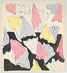 Textile Design with a Pattern of Pink, Blue, Yellow and White Hankerchiefs on a Black and White Ground