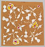 Textile Design with Flowers in White, Yellow and Red, Marcel Vertès (Hungarian, Ujpcst 1895–1961 Paris), Gouache on orange paper