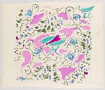 Textile Design of a Garden with An Umbrella on a Table and Six Chairs, Marcel Vertès (Hungarian, Ujpcst 1895–1961 Paris), Watercolor over graphite