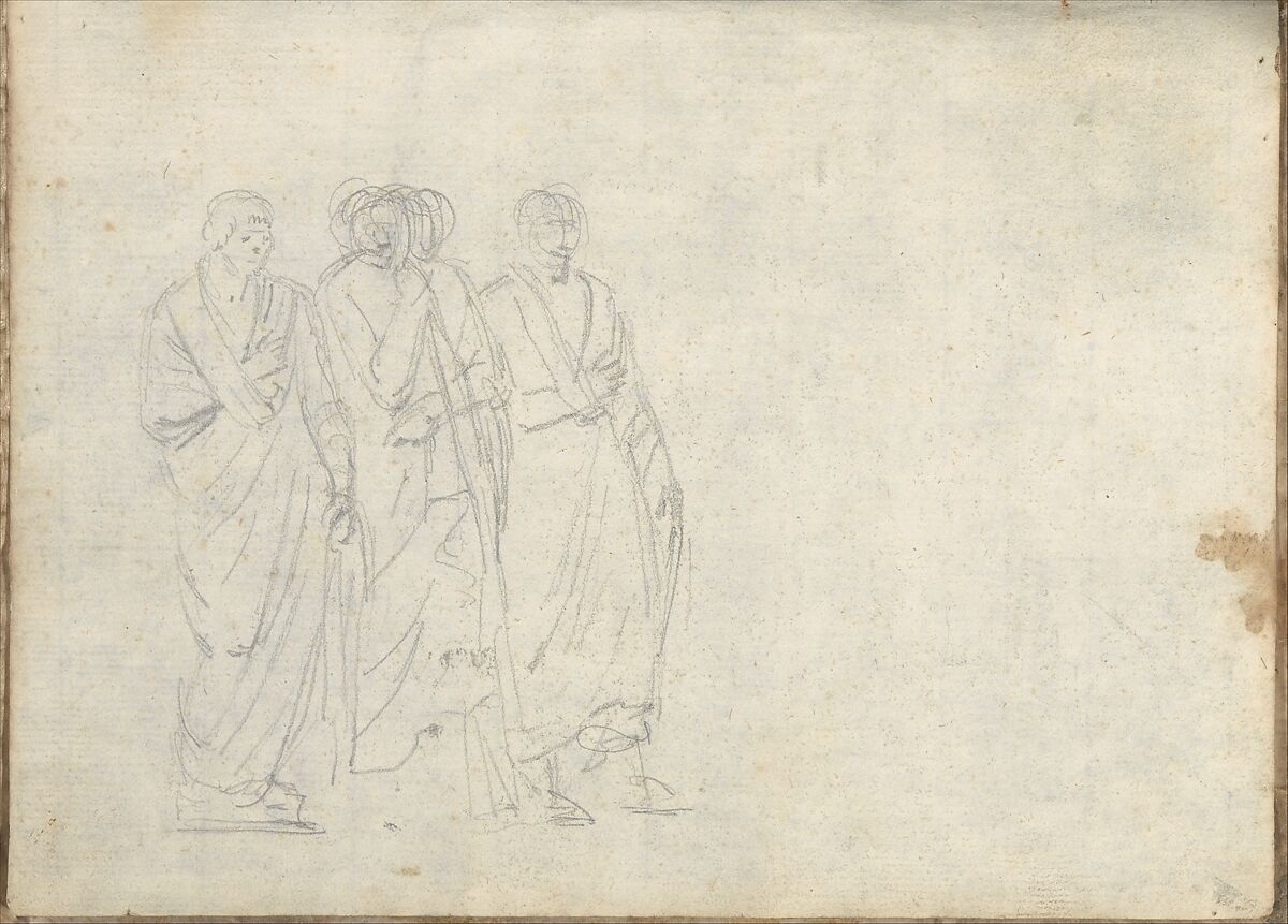 Smaller Italian sketchbook (containing 43 drawings on 44 leaves), Joseph Wright (Wright of Derby) (British, Derby 1734–1797 Derby), Graphite, pen and ink, brush and gray and yellow wash or watercolor