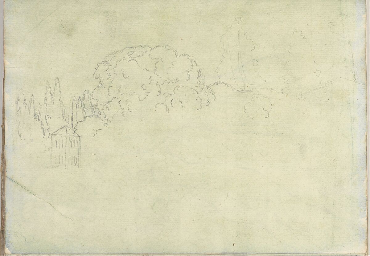 Smaller Italian sketchbook (containing 43 drawings on 44 leaves), Joseph Wright (Wright of Derby) (British, Derby 1734–1797 Derby), Graphite, pen and ink, brush and gray and yellow wash or watercolor