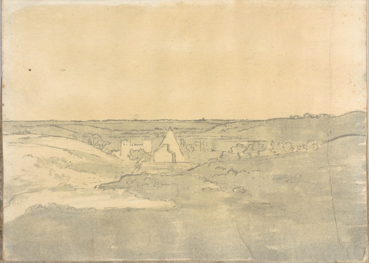 Smaller Italian sketchbook (containing 43 drawings on 44 leaves), Joseph Wright (Wright of Derby) (British, Derby 1734–1797 Derby), Graphite, pen and ink, brush and gray and yellow wash or watercolor