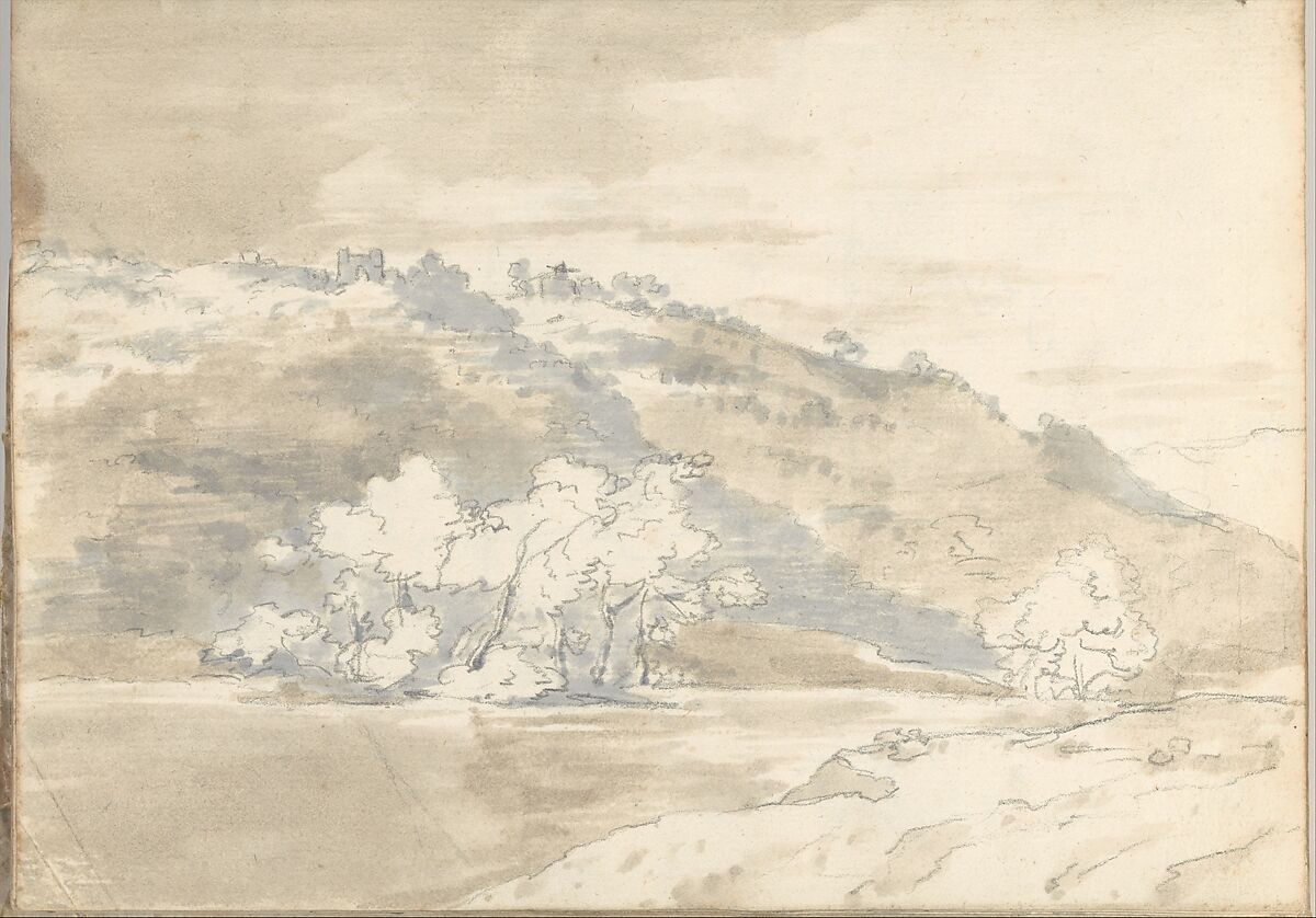 Smaller Italian sketchbook (containing 43 drawings on 44 leaves), Joseph Wright (Wright of Derby) (British, Derby 1734–1797 Derby), Graphite, pen and ink, brush and gray and yellow wash or watercolor