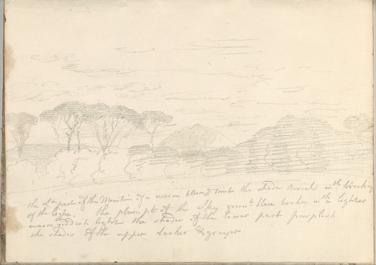Smaller Italian sketchbook (containing 43 drawings on 44 leaves), Joseph Wright (Wright of Derby) (British, Derby 1734–1797 Derby), Graphite, pen and ink, brush and gray and yellow wash or watercolor