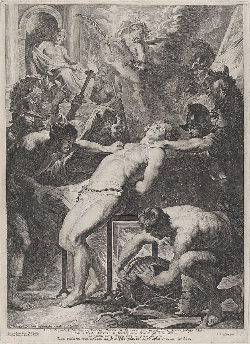 Martyrdom of Saint Lawrence, Lucas Vorsterman I (Flemish, Zaltbommel 1595–1675 Antwerp), Engraving; second state of two (Hollstein)