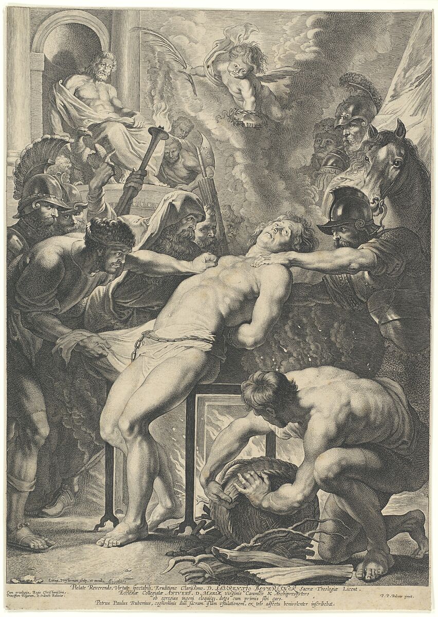 Martyrdom of Saint Lawrence, Lucas Vorsterman I (Flemish, Zaltbommel 1595–1675 Antwerp), Engraving; second state of two (Hollstein) 