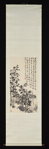 Chrysanthemum, Wu Guandai (Chinese, 1862–1929), Hanging scroll; ink on paper, China