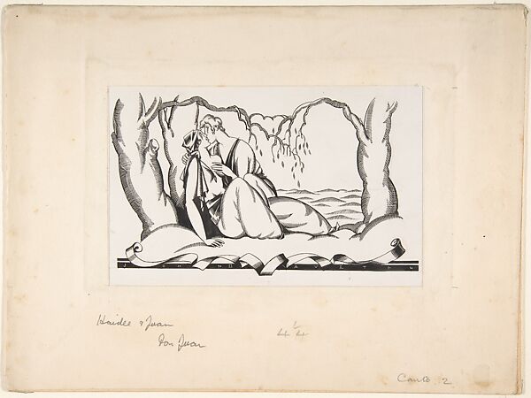 Haidée and Juan (for "Don Juan"), John Archibald Austen (British, Kent 1886–1948 Kent), Pen and black ink, brush and wash, over graphite