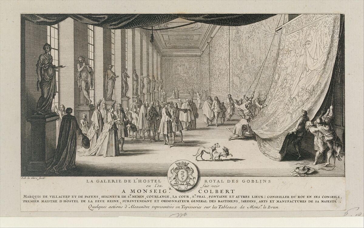 Colbert Visiting the Gobelins, Sébastien Leclerc I (French, Metz 1637–1714 Paris), Etching 